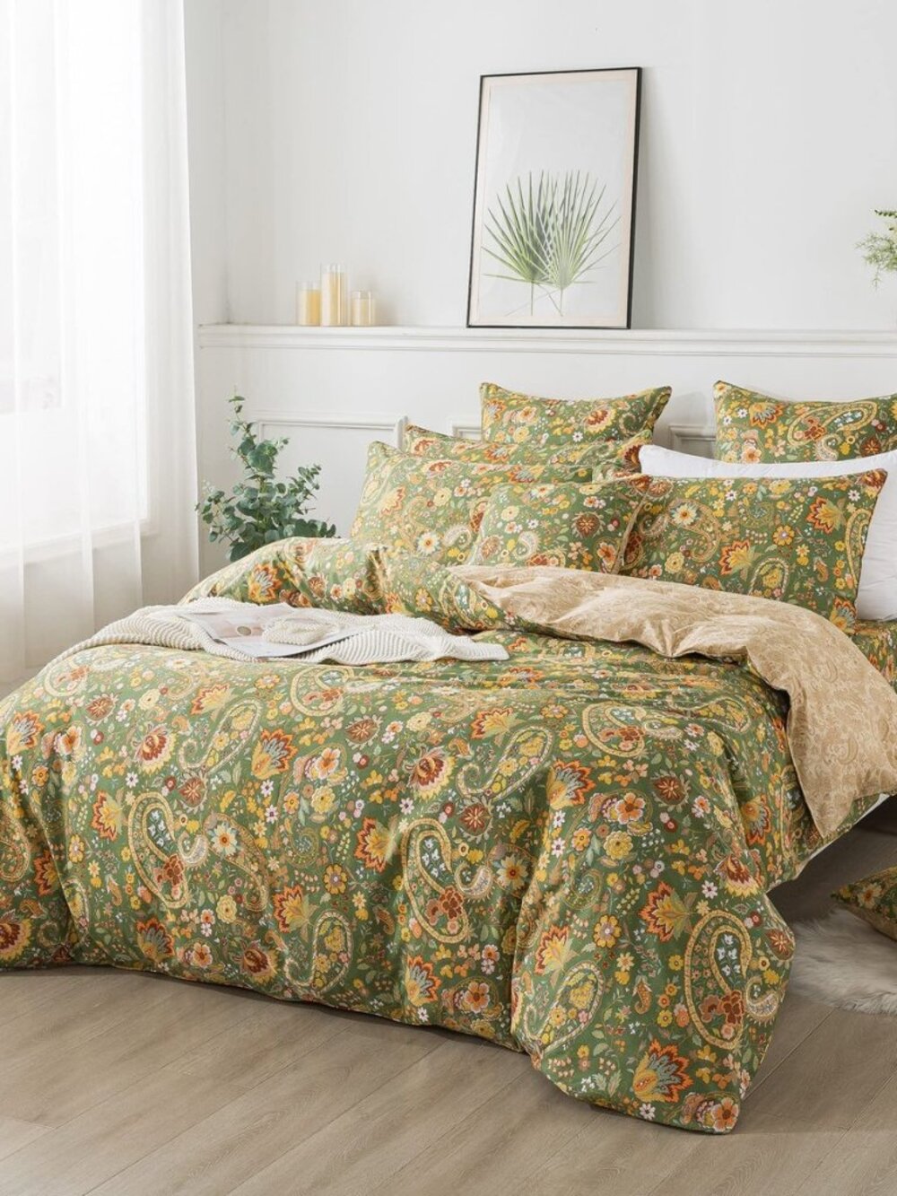 Paisley Duvet Cover Set Full Bohemian Damask Paisley Bedding Luxurious Green
